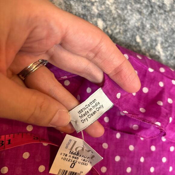 NWT Ann Taylor LOFT 100% Cotton Polka Dot Pareo Sarong Purple/White - Picture 2 of 7